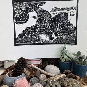 Arctic Skua lino print