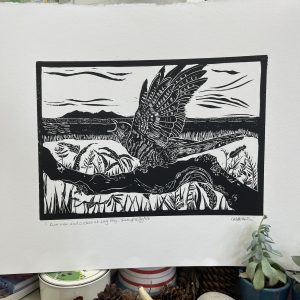 Cuckoo linoprint Isle of Rum linoprint